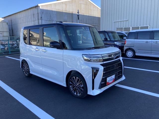 タントカスタムＲＳ１５インチアルミホイール　大型エアロバンパー　フルＬＥＤヘッドランプ　オート格納式カラードドアミラー　本革巻ステアリングホイール	プッシュボタンスタート　キーフリーシステム（静岡県）の中古車