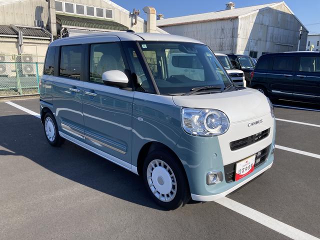 ムーヴキャンバスストライプスＧ１４インチフルホイールキャップ　ＬＥＤヘッドランプ　ＬＥＤフォグランプ　ホっとカップホルダー　両側パワースライドドア　キーフリーシステム　プッシュボタンスタート（静岡県）の中古車