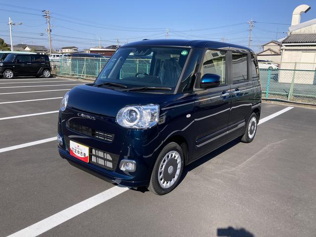 ムーヴキャンバスセオリーＧ１４インチフルホイールキャップ　ＬＥＤヘッドランプ　ＬＥＤフォグランプ　ホっとカップホルダー　両側パワースライドドア　キーフリーシステム	プッシュボタンスタート（静岡県）の中古車