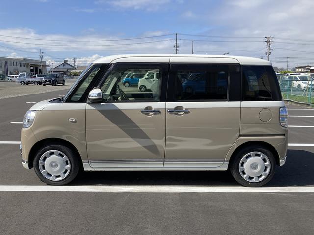 ムーヴキャンバスＧメイクアップ　ＳＡIII１４インチフルホイールキャップ　ＬＥＤヘッドランプ　キーフリーシステム　両側パワースライドドア　オートエアコン（プッシュ式）　オートライト　置きラクボックス（静岡県）の中古車