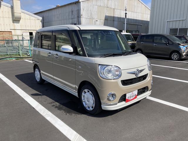 ムーヴキャンバスＧメイクアップ　ＳＡIII１４インチフルホイールキャップ　ＬＥＤヘッドランプ　キーフリーシステム　両側パワースライドドア　オートエアコン（プッシュ式）　オートライト　置きラクボックス（静岡県）の中古車