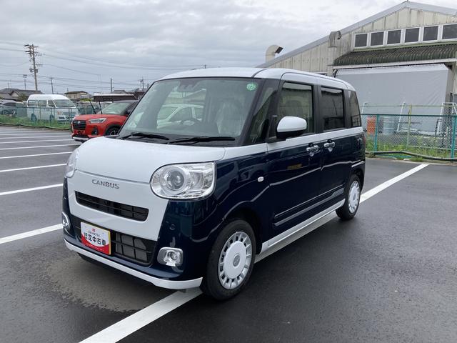 ムーヴキャンバスストライプスＧ１４インチフルホイールキャップ　ＬＥＤヘッドランプ　ＬＥＤフォグランプ　ホっとカップホルダー　両側パワースライドドア　キーフリーシステム（静岡県）の中古車