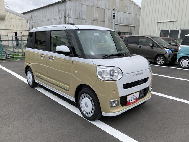 ムーヴキャンバスストライプスＧ１４インチフルホイールキャップ　ＬＥＤヘッドランプ　ＬＥＤフォグランプ　ホっとカップホルダー　両側パワースライドドア　キーフリーシステム（静岡県）の中古車