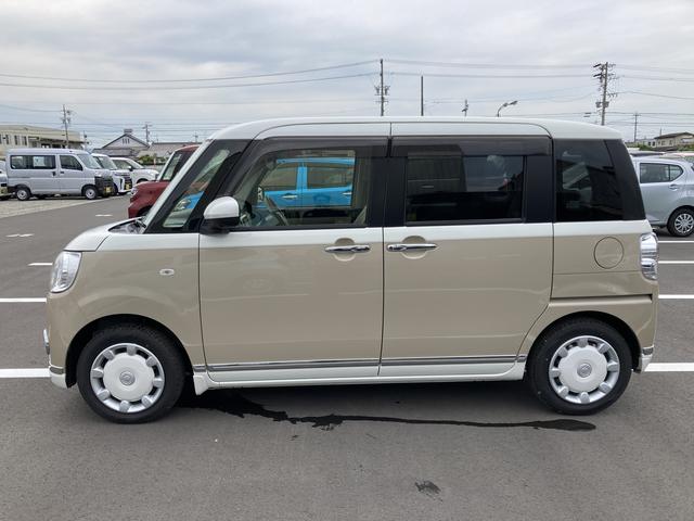 ムーヴキャンバスＧメイクアップＶＳ　ＳＡIII１４インチフルホイールキャップ　ＬＥＤヘッドランプ　キーフリーシステム　両側パワースライドドア　オートエアコン（プッシュ式）　オートライト　置きラクボックス（静岡県）の中古車