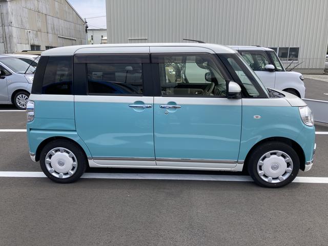 ムーヴキャンバスＧメイクアップＶＳ　ＳＡIII１４インチフルホイールキャップ　ＬＥＤヘッドランプ　キーフリーシステム　両側パワースライドドア　オートエアコン（プッシュ式）　オートライト　置きラクボックス（静岡県）の中古車