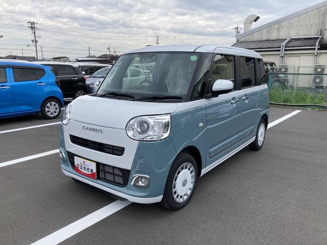 ムーヴキャンバスストライプスＧ１４インチフルホイールキャップ　ＬＥＤヘッドランプ　ＬＥＤフォグランプ　ホっとカップホルダー　両側パワースライドドア　キーフリーシステム　プッシュボタンスタート　ＵＶカットガラス（静岡県）の中古車