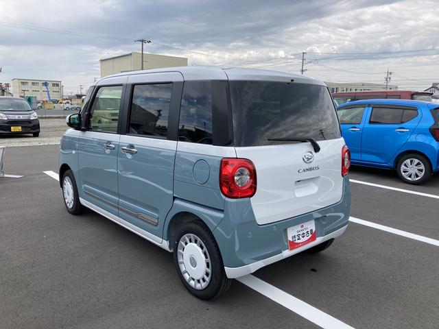 ムーヴキャンバスストライプスＧ１４インチフルホイールキャップ　ＬＥＤヘッドランプ　ＬＥＤフォグランプ　ホっとカップホルダー　両側パワースライドドア　キーフリーシステム　プッシュボタンスタート　ＵＶカットガラス（静岡県）の中古車