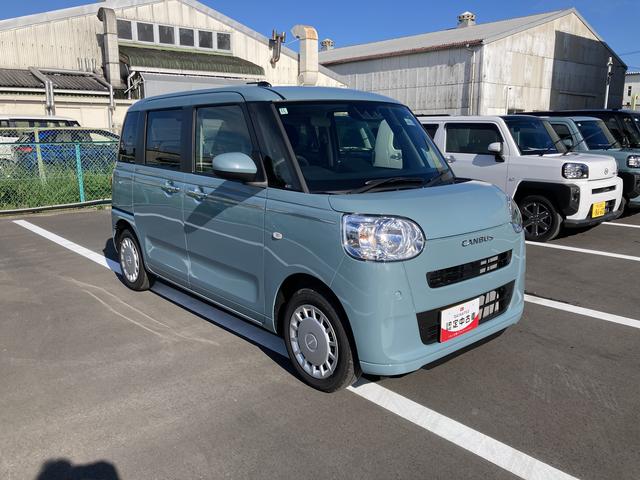 ムーヴキャンバスセオリーＸ１４インチフルホイールキャップ　キーフリーシステム　プッシュボタンスタート　ＵＶカットガラス　両側パワースライドドア　ハロゲンヘッドライト　ラゲージアンダーボックス（静岡県）の中古車