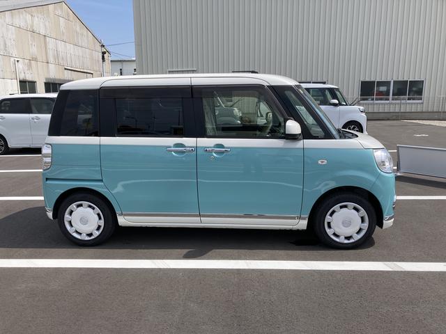ムーヴキャンバスＧメイクアップ　ＳＡII１４インチフルホイールキャップ　ＬＥＤヘッドランプ　キーフリーシステム　両側パワースライドドア　オートエアコン（プッシュ式）　オートライト　置きラクボックス（静岡県）の中古車