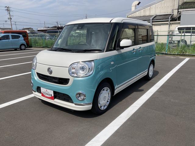 ムーヴキャンバスＧメイクアップ　ＳＡII１４インチフルホイールキャップ　ＬＥＤヘッドランプ　キーフリーシステム　両側パワースライドドア　オートエアコン（プッシュ式）　オートライト　置きラクボックス（静岡県）の中古車