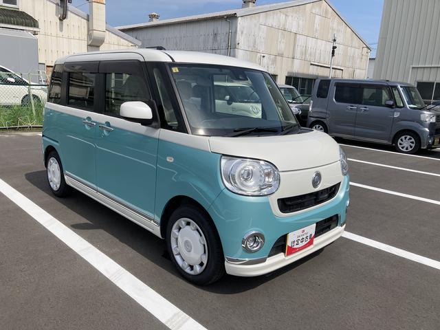 ムーヴキャンバスＧメイクアップ　ＳＡII１４インチフルホイールキャップ　ＬＥＤヘッドランプ　キーフリーシステム　両側パワースライドドア　オートエアコン（プッシュ式）　オートライト　置きラクボックス（静岡県）の中古車
