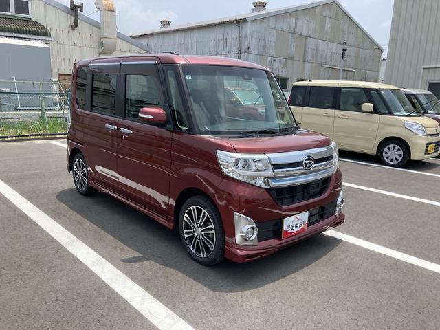 タントカスタムＲＳ　トップエディションＳＡII１５インチアルミホイール　大型エアロバンパー　ＬＥＤヘッドランプ　オート格納式カラードドアミラー　本革巻ステアリングホイール　両側パワースライドドア（静岡県）の中古車