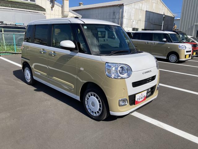 ムーヴキャンバスストライプスＧ１４インチフルホイールキャップ　ＬＥＤヘッドランプ　ＬＥＤフォグランプ　ホっとカップホルダー　両側パワースライドドア　キーフリーシステム　プッシュボタンスタート　ＵＶカットガラス（静岡県）の中古車