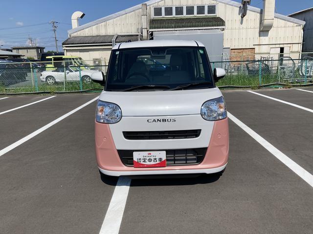ムーヴキャンバスストライプスＸ１４インチフルホイールキャップ　キーフリーシステム　プッシュボタンスタート　ＵＶカットガラス　両側パワースライドドア　ハロゲンヘッドライト　ラゲージアンダーボックス（静岡県）の中古車