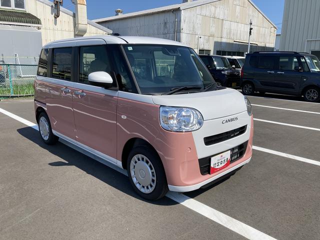 ムーヴキャンバスストライプスＸ１４インチフルホイールキャップ　キーフリーシステム　プッシュボタンスタート　ＵＶカットガラス　両側パワースライドドア　ハロゲンヘッドライト　ラゲージアンダーボックス（静岡県）の中古車