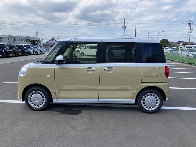 ムーヴキャンバスストライプスＸ１４インチフルホイールキャップ　キーフリーシステム　プッシュボタンスタート　ＵＶカットガラス　両側パワースライドドア　ハロゲンヘッドライト　ラゲージアンダーボックス（静岡県）の中古車
