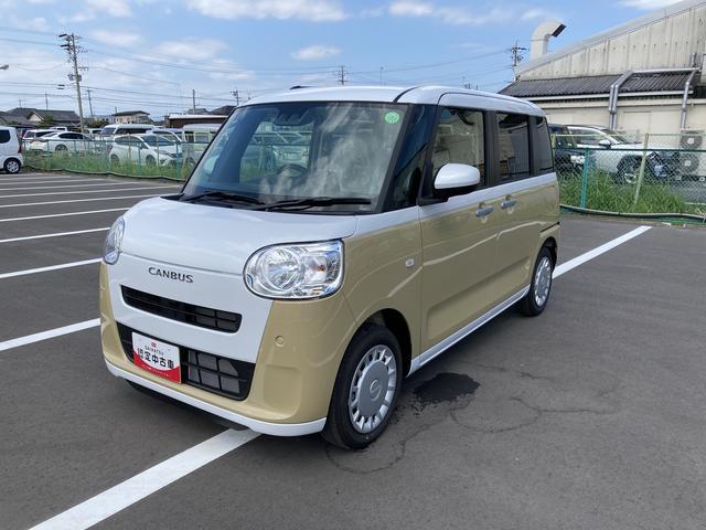 ムーヴキャンバスストライプスＸ１４インチフルホイールキャップ　キーフリーシステム　プッシュボタンスタート　ＵＶカットガラス　両側パワースライドドア　ハロゲンヘッドライト　ラゲージアンダーボックス（静岡県）の中古車