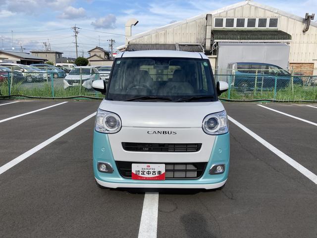 ムーヴキャンバスストライプスＧ１４インチフルホイールキャップ　ＬＥＤヘッドランプ　ＬＥＤフォグランプ　ホっとカップホルダー　両側パワースライドドア　キーフリーシステム　プッシュボタンスタート　ＵＶカットガラス（静岡県）の中古車