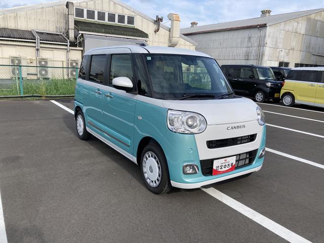 ムーヴキャンバスストライプスＧ１４インチフルホイールキャップ　ＬＥＤヘッドランプ　ＬＥＤフォグランプ　ホっとカップホルダー　両側パワースライドドア　キーフリーシステム　プッシュボタンスタート　ＵＶカットガラス（静岡県）の中古車