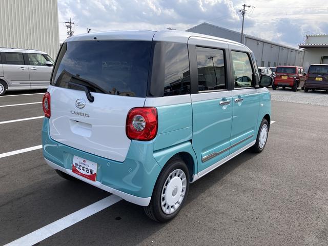 ムーヴキャンバスストライプスＧ１４インチフルホイールキャップ　ＬＥＤヘッドランプ　ＬＥＤフォグランプ　ホっとカップホルダー　両側パワースライドドア　キーフリーシステム　プッシュボタンスタート　ＵＶカットガラス（静岡県）の中古車
