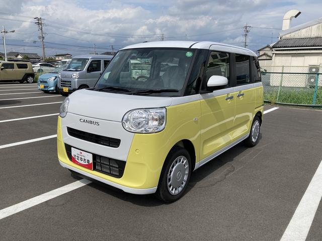 ムーヴキャンバスストライプスＸ１４インチフルホイールキャップ　キーフリーシステム　プッシュボタンスタート　ＵＶカットガラス　両側パワースライドドア　ハロゲンヘッドライト　ラゲージアンダーボックス（静岡県）の中古車