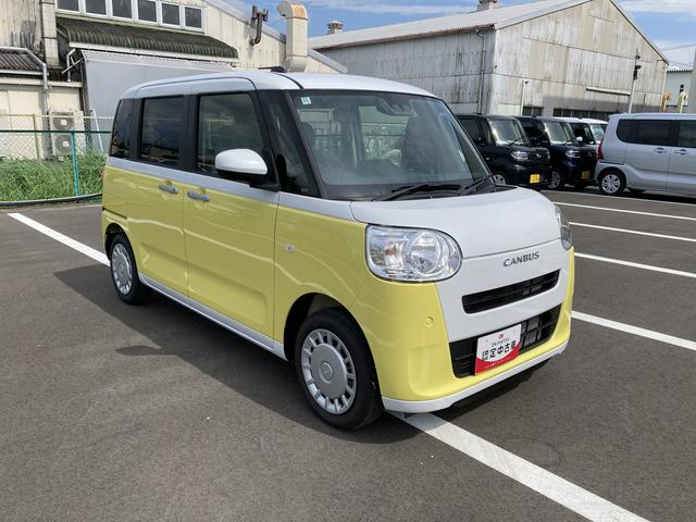 ムーヴキャンバスストライプスＸ１４インチフルホイールキャップ　キーフリーシステム　プッシュボタンスタート　ＵＶカットガラス　両側パワースライドドア　ハロゲンヘッドライト　ラゲージアンダーボックス（静岡県）の中古車
