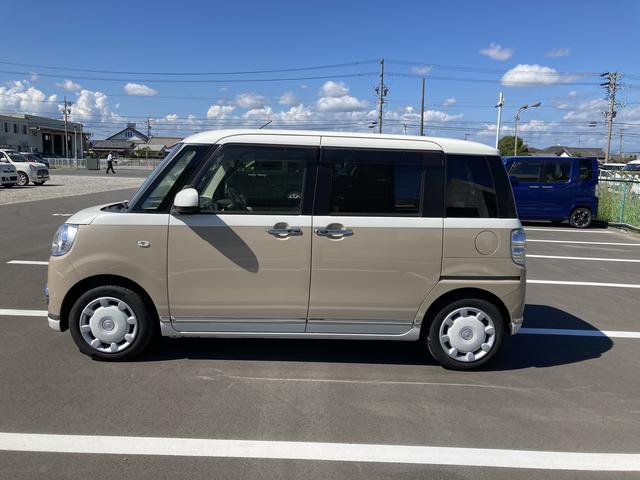 ムーヴキャンバスＧメイクアップリミテッド　ＳＡIII１４インチフルホイールキャップ　ＬＥＤヘッドランプ　キーフリーシステム　両側パワースライドドア　オートエアコン（プッシュ式）　オートライト　置きラクボックス（静岡県）の中古車