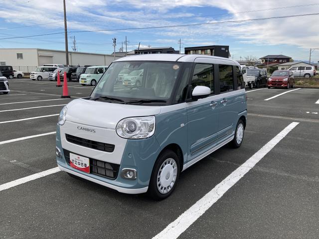 ムーヴキャンバスストライプスG ナビ付ナビ 14インチフルホイールキャップ LEDヘッドランプ LEDフォグランプ ホっとカップホルダー 両側パワースライドドア キーフリーシステム プッシュボタンスタート UVカットガラス(静岡県)の中古車