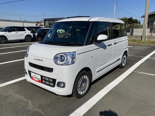 ムーヴキャンバスセオリーＧ　ナビ付ナビ　１４インチフルホイールキャップ　ＬＥＤヘッドランプ　ＬＥＤフォグランプ　ホっとカップホルダー　両側パワースライドドア　キーフリーシステム　プッシュボタンスタート　ＵＶカットガラス（静岡県）の中古車