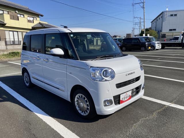 ムーヴキャンバスセオリーＧ　ナビ付ナビ　１４インチフルホイールキャップ　ＬＥＤヘッドランプ　ＬＥＤフォグランプ　ホっとカップホルダー　両側パワースライドドア　キーフリーシステム　プッシュボタンスタート　ＵＶカットガラス（静岡県）の中古車