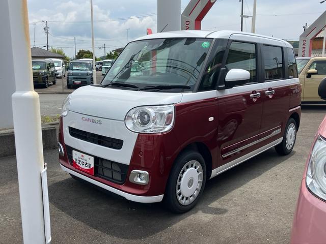 ムーヴキャンバスストライプスＧ１４インチフルホイールキャップ　ＬＥＤヘッドランプ　ＬＥＤフォグランプ　ホっとカップホルダー　両側パワースライドドア　キーフリーシステム（静岡県）の中古車