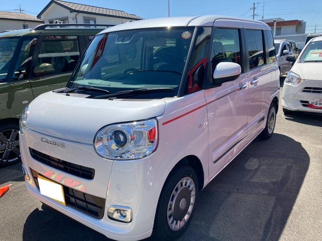 ムーヴキャンバスセオリーG14インチフルホイールキャップ LEDヘッドランプ LEDフォグランプ ホっとカップホルダー 両側パワースライドドア キーフリーシステム プッシュボタンスタート UVカットガラス(静岡県)の中古車