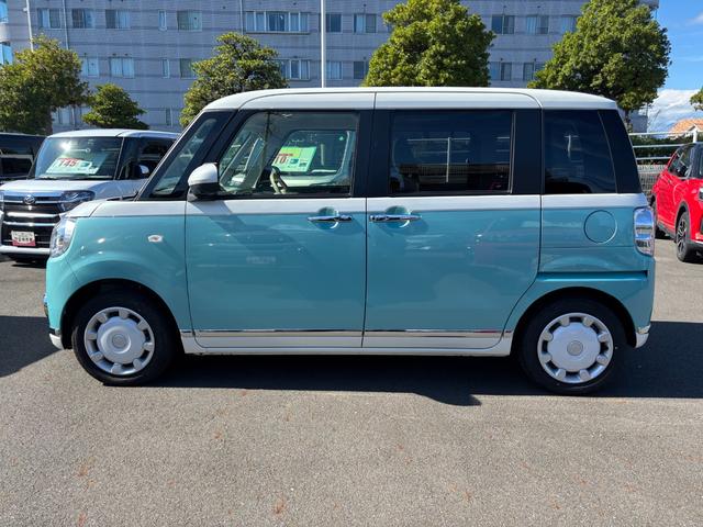 ムーヴキャンバスＧメイクアップＶＳ　ＳＡIII１４インチフルホイールキャップ　ＬＥＤヘッドランプ　キーフリーシステム　両側パワースライドドア　オートエアコン（プッシュ式）　オートライト　置きラクボックス（静岡県）の中古車