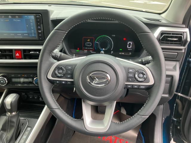 ロッキープレミアムＧ　ＨＥＶアルミホイール　ＵＶＩＲカット遮音ガラス　フルＬＥＤヘッドランプ　運転席・助手席シートヒーター　革巻きステアリングホイール　本革シフトノブ　アクティブマルチインフォメーションメーター（静岡県）の中古車