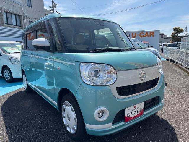 ムーヴキャンバスＧホワイトアクセントＶＳ　ＳＡIII１４インチフルホイールキャップ　ＬＥＤヘッドランプ　キーフリーシステム　両側パワースライドドア　オートエアコン（プッシュ式）　オートライト　置きラクボックス（静岡県）の中古車