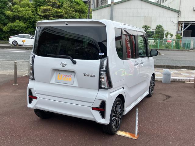 タントカスタムＲＳ１５インチアルミホイール　大型エアロバンパー　フルＬＥＤヘッドランプ　オート格納式カラードドアミラー　本革巻ステアリングホイール（静岡県）の中古車