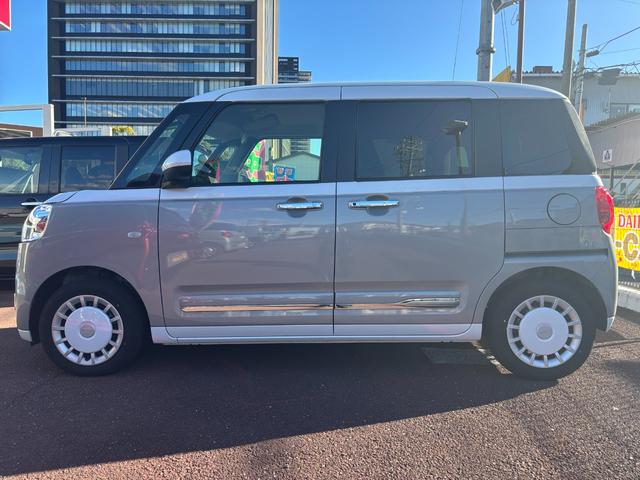 ムーヴキャンバスストライプスG14インチフルホイールキャップ LEDヘッドランプ LEDフォグランプ ホっとカップホルダー 両側パワースライドドア キーフリーシステム プッシュボタンスタート UVカットガラス(静岡県)の中古車