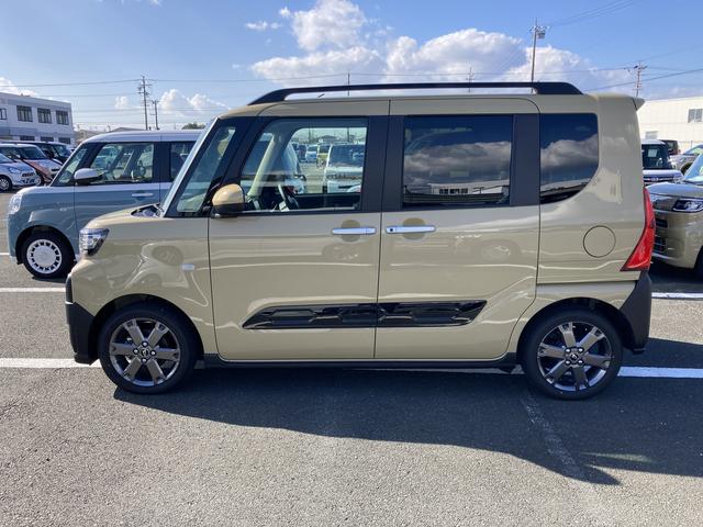 タントファンクロスターボ　ナビ付ナビ　１５インチアルミホイール　キーフリーシステム　プッシュボタンスタート　オートエアコン（プッシュ式）　フルＬＥＤヘッドランプ　オート格納式カラードドアミラー　本革巻ステアリングホイール（静岡県）の中古車