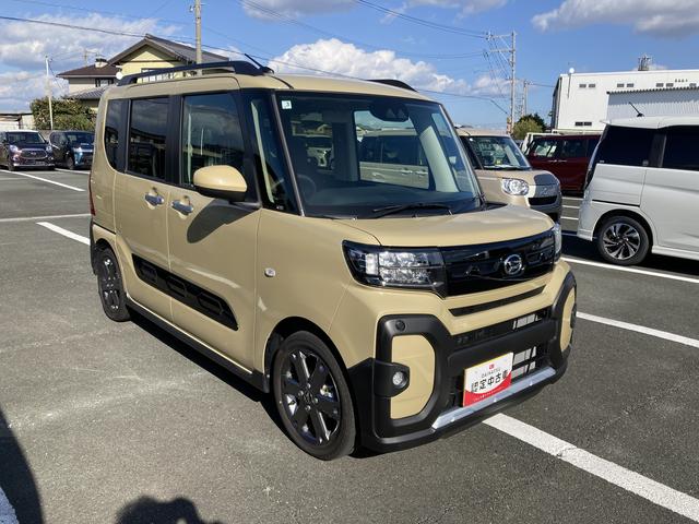 タントファンクロスターボ　ナビ付ナビ　１５インチアルミホイール　キーフリーシステム　プッシュボタンスタート　オートエアコン（プッシュ式）　フルＬＥＤヘッドランプ　オート格納式カラードドアミラー　本革巻ステアリングホイール（静岡県）の中古車