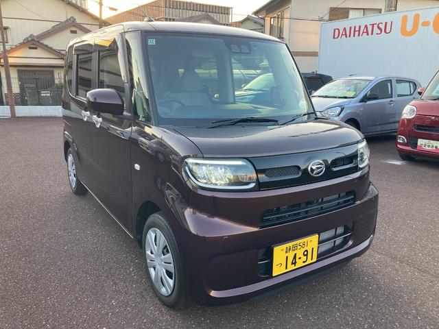 タントＸターボ１４インチフルホイールキャップ　フルＬＥＤヘッドランプ　オート格納式カラードドアミラー　左側パワースライドドア　ＴＦＴカラーマルチインフォメーションディスプレイ　本革巻きステアリングホイール（静岡県）の中古車