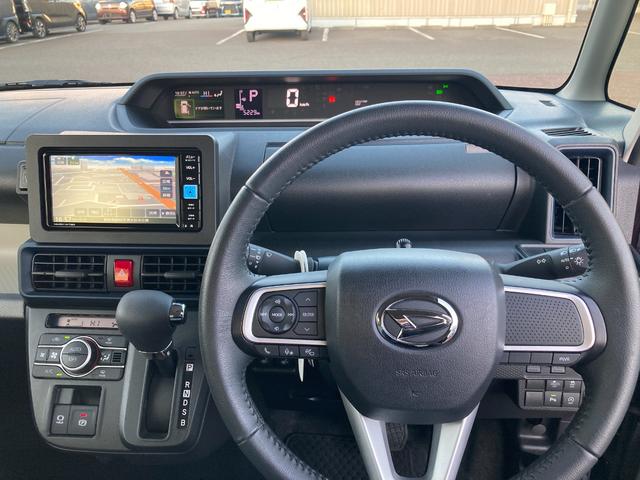 タントＸターボ１４インチフルホイールキャップ　フルＬＥＤヘッドランプ　オート格納式カラードドアミラー　左側パワースライドドア　ＴＦＴカラーマルチインフォメーションディスプレイ　本革巻きステアリングホイール（静岡県）の中古車