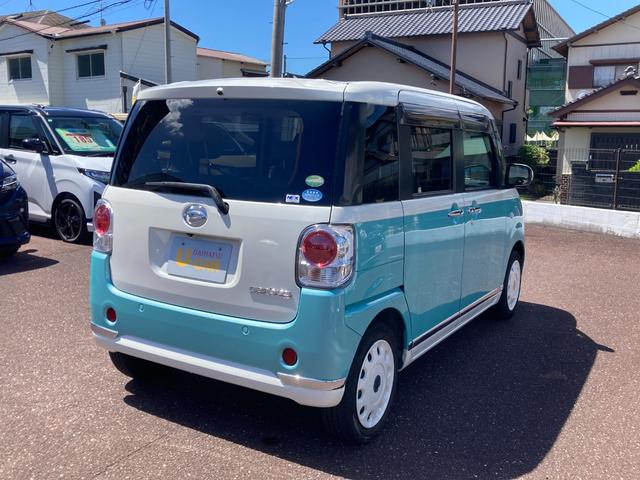 ムーヴキャンバスＸリミテッドメイクアップ　ＳＡIII１４インチフルホイールキャップ　キーフリーシステム　両側パワースライドドア　オートエアコン（プッシュ式）　オートライト　置きラクボックス（静岡県）の中古車