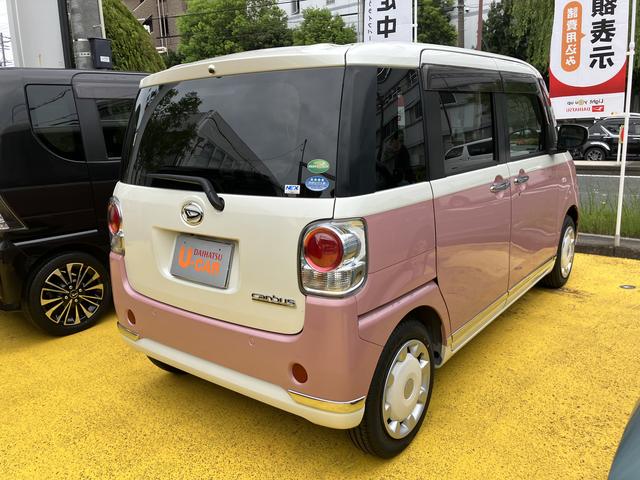 ムーヴキャンバスＧメイクアップＶＳ　ＳＡIII１４インチフルホイールキャップ　ＬＥＤヘッドランプ　キーフリーシステム　両側パワースライドドア　オートエアコン（プッシュ式）　オートライト　置きラクボックス（静岡県）の中古車