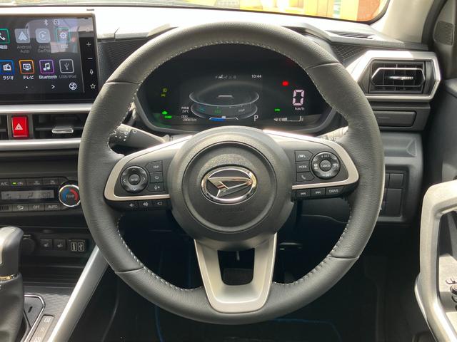 ロッキープレミアムＧ　ＨＥＶ１７インチアルミホイール　ＵＶＩＲカット遮音ガラス　フルＬＥＤヘッドランプ　キーフリーシステム　革巻きステアリングホイール　本革シフトノブ　アクティブマルチインフォメーションメーター（静岡県）の中古車