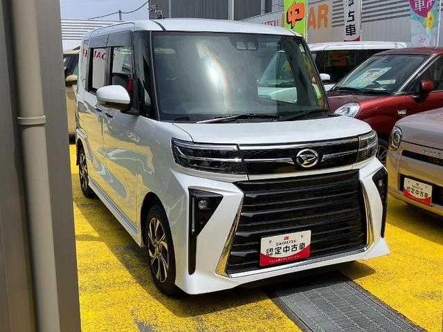 タントカスタムＸ１４インチアルミホイール　大型エアロバンパー　フルＬＥＤヘッドランプ　オート格納式カラードドアミラー　両側パワースライドドア　キーフリーシステム　プッシュボタンスタート（静岡県）の中古車