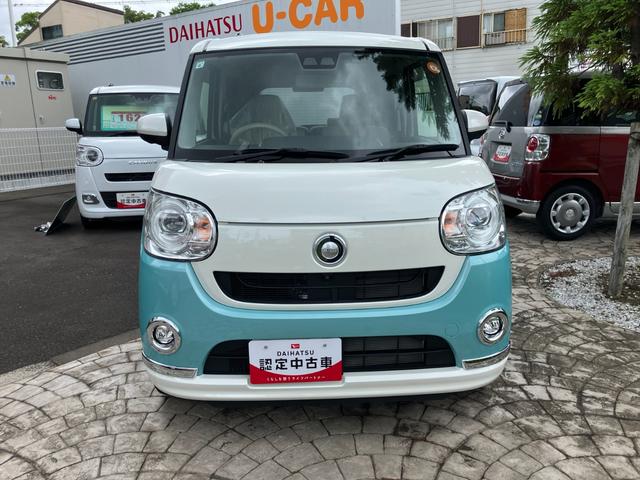 ムーヴキャンバスＧメイクアップＶＳ　ＳＡIII１４インチフルホイールキャップ　ＬＥＤヘッドランプ　キーフリーシステム　両側パワースライドドア　オートエアコン（プッシュ式）　オートライト　置きラクボックス（静岡県）の中古車