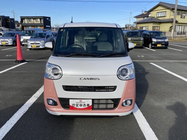 ムーヴキャンバスストライプスGターボ14インチフルホイールキャップ LEDヘッドランプ LEDフォグランプ ホっとカップホルダー 両側パワースライドドア キーフリーシステム プッシュボタンスタート UVカットガラス(静岡県)の中古車