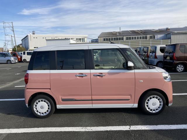 ムーヴキャンバスストライプスGターボ14インチフルホイールキャップ LEDヘッドランプ LEDフォグランプ ホっとカップホルダー 両側パワースライドドア キーフリーシステム プッシュボタンスタート UVカットガラス(静岡県)の中古車