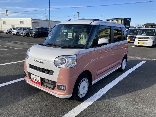 ムーヴキャンバスストライプスGターボ14インチフルホイールキャップ LEDヘッドランプ LEDフォグランプ ホっとカップホルダー 両側パワースライドドア キーフリーシステム プッシュボタンスタート UVカットガラス(静岡県)の中古車