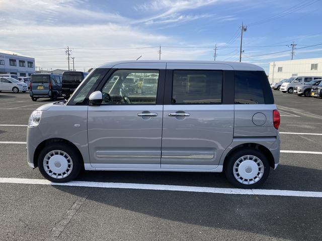 ムーヴキャンバスストライプスG14インチフルホイールキャップ LEDヘッドランプ LEDフォグランプ ホっとカップホルダー 両側パワースライドドア キーフリーシステム プッシュボタンスタート UVカットガラス(静岡県)の中古車